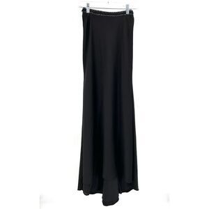 MON CHERI Paris Black Beaded High Waist Very Long Maxi Skirt With Train Size 0